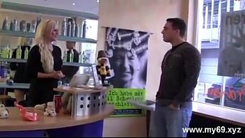 AMAZING german blonde girl fucked in barbershop - Great Body