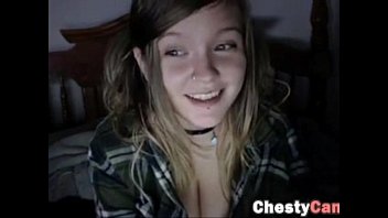 Busty natural amateur teen shows her tits