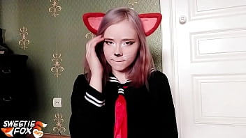 Young Cosplay Girl Play Pussy Vibrator in the Morning