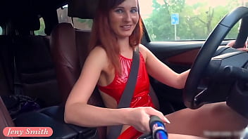 Naked woman with perfect body in a car was caught by strangers