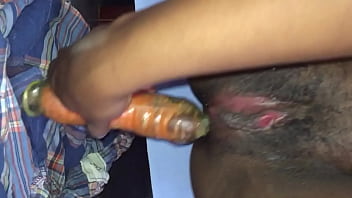 Deep anal masturbation with carrot