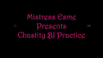 Chastity BJ practice - Ebony Femdom Strapon Sucking